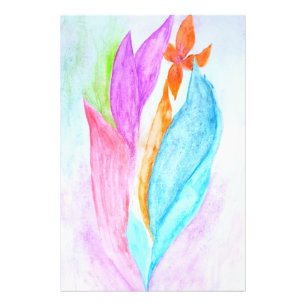 Orange Violet Pink and Greenery Flower Abstract Photo Print