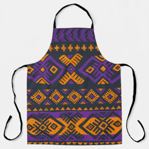 Orange, violet tribal geometric seamless pattern. apron