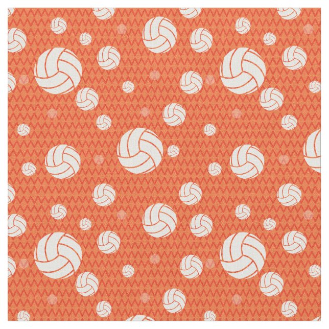 Orange Volleyball Chevron Patterned Fabric (Close Up)