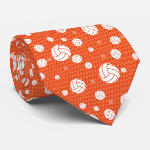 Orange Volleyball Chevron Patterned Tie