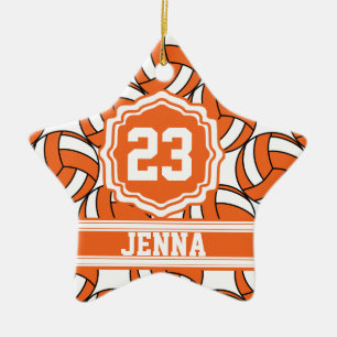 Orange Volleyball   Personalise Ceramic Tree Decoration
