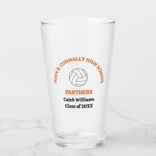 Orange Volleyball Player Personalised Team Glass