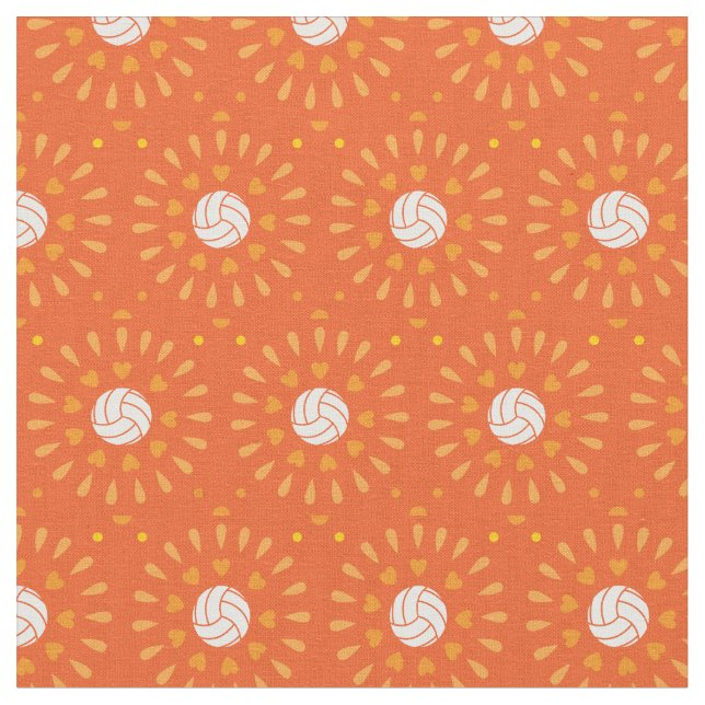 Orange Volleyballs Kaleidoscope Pattern Fabric (Close Up)