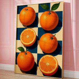 Orange Wall Art, Retro Orange Fruit Art Poster