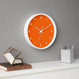 Orange Wall Clock with Custom Colours Number Fonts