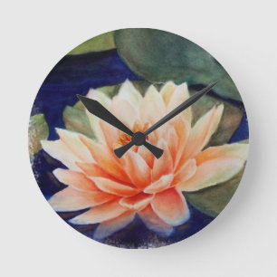 ORANGE WATER LILY WALL CLOCK