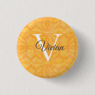 Orange Watercolor 3 Cm Round Badge