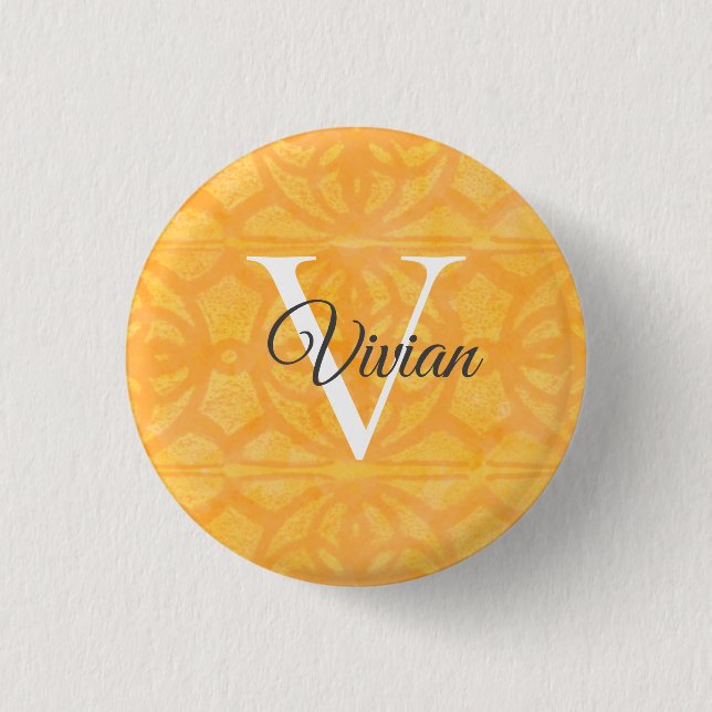 Orange Watercolor 3 Cm Round Badge (Front)