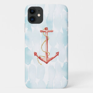 Orange Watercolor Anchor iPhone 11 Case