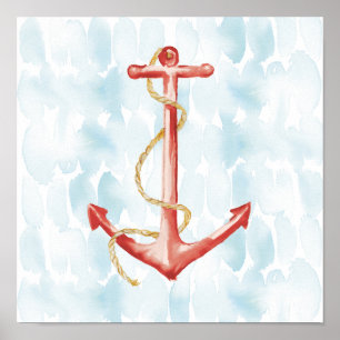 Orange Watercolor Anchor Poster