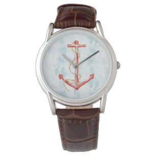 Orange Watercolor Anchor Watch