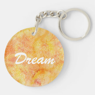 Orange Watercolor Background Key Ring
