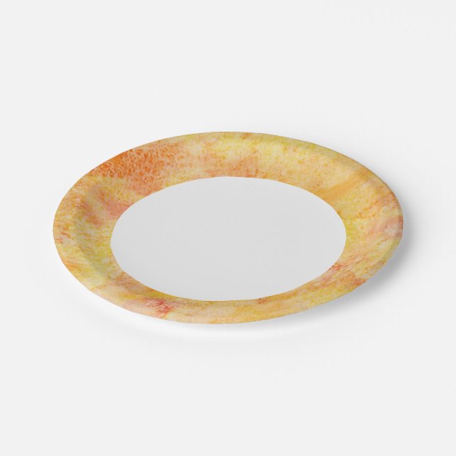 Orange Watercolor Background Paper Plate (Angled)