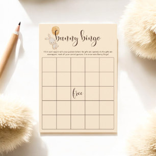 Orange Watercolor Balloon Bunny Baby Shower Bingo Enclosure Card