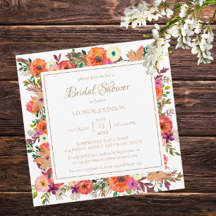 Orange Watercolor Bridal Shower Invitation