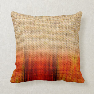 Orange Watercolor Buralp Rustic Ombre Dipped Toss Cushion