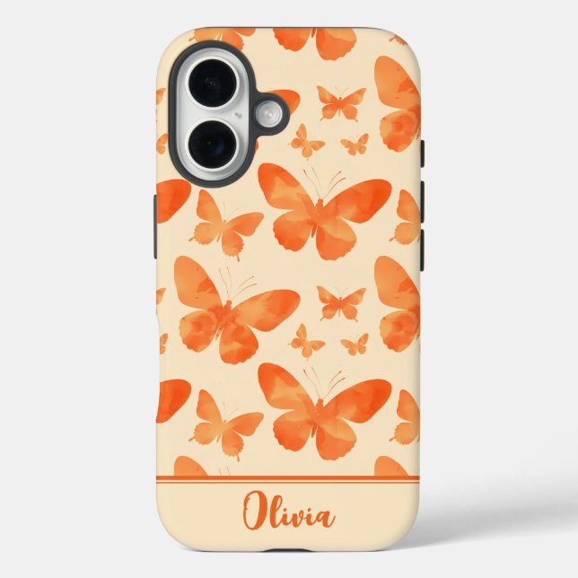 Orange Watercolor Butterflies Case-Mate iPhone Case (Back)