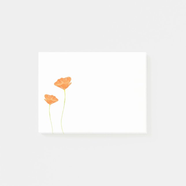 Orange Watercolor California Poppies Post-it Notes (Front)