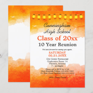 Orange Watercolor Class Reunion Template