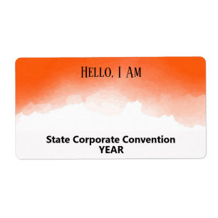 Orange Watercolor Custom Group Paper Name Tag