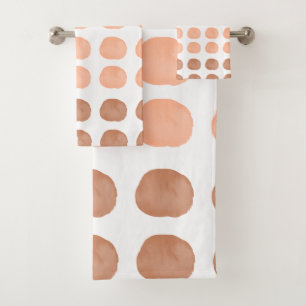 Orange Watercolor Cute Happy Polka Dots Art Bath Towel Set
