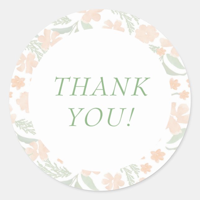 Orange Watercolor Elegant Thank You Sticker (Front)
