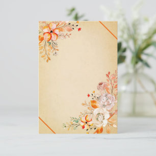 Orange watercolor floral on parchment wedding invi invitation