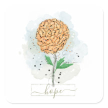 Orange Watercolor Flower Hope Square Sticker