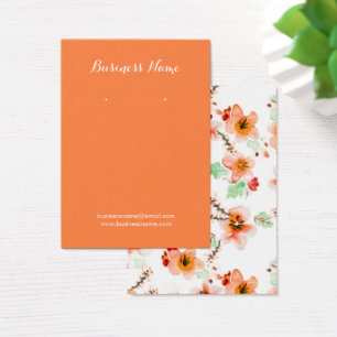 Orange Watercolor Flowers Background Earring Cards