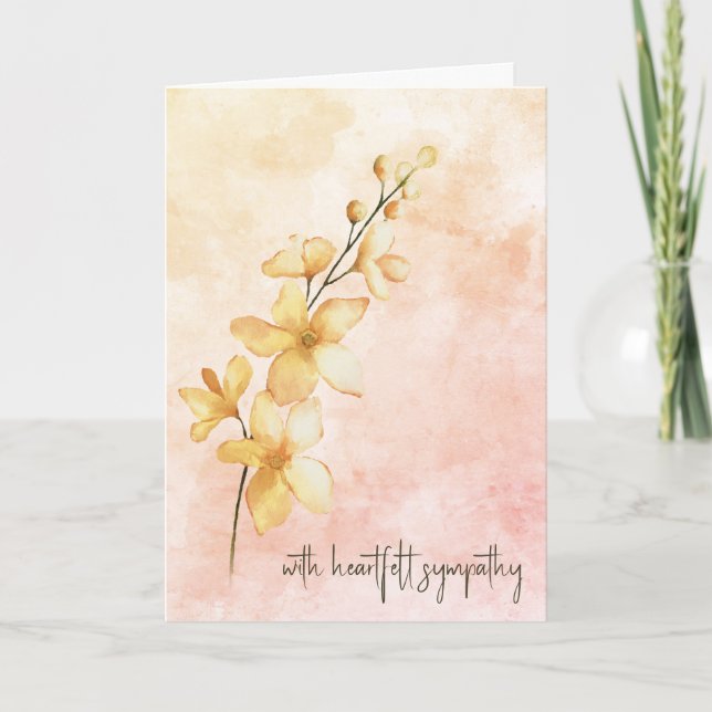 Orange Watercolor Flowers Sympathy  Card (Front)