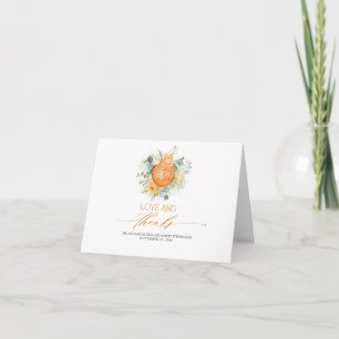 Orange Watercolor Flowers Thank You Card