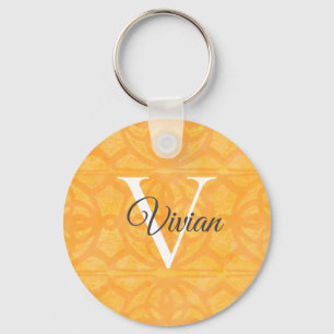Orange Watercolor Key Ring