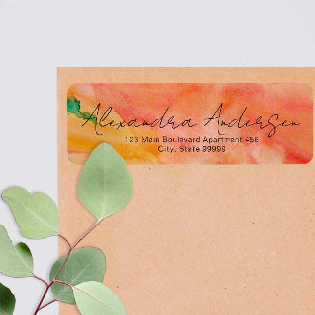 Orange Watercolor Modern Trendy Script Label (Creator Uploaded)