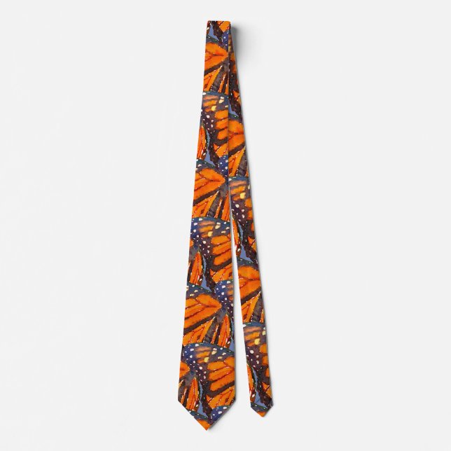Orange Watercolor Monarch Butterflies Tie (Front)