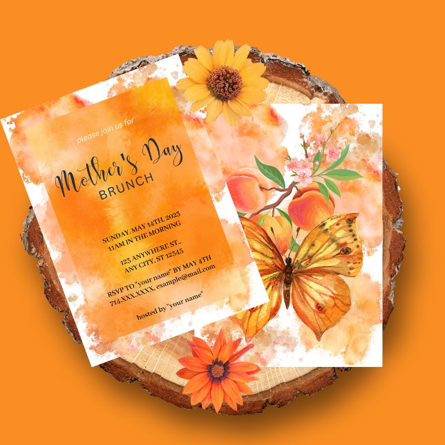 Orange Watercolor Mother's Day Brunch Invitation (Creator Uploaded)