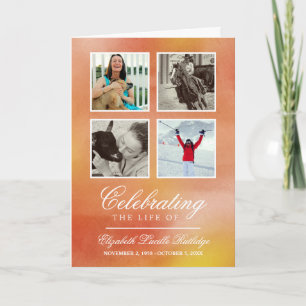 Orange Watercolor - Photo Funeral Program Programme