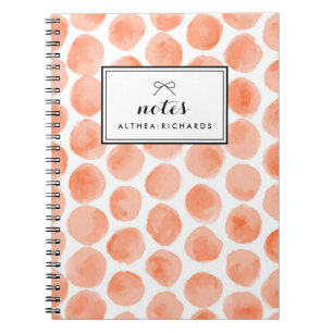 Orange Watercolor Polka Dots Pattern Personalised Notebook