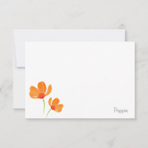 Orange Watercolor Poppies Card