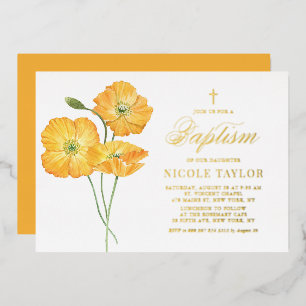 Orange Watercolor Poppies Floral Summer Baptism