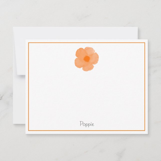 Orange Watercolor Poppy 3 Card (Front)
