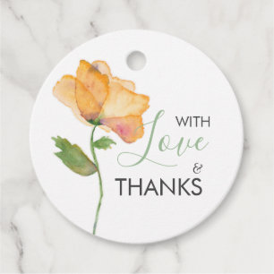 Orange Watercolor Poppy Flowers Gift Tags