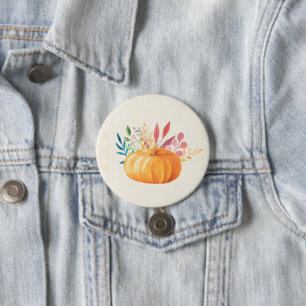 Orange Watercolor Pumpkin Fall Season 7.5 Cm Round Badge
