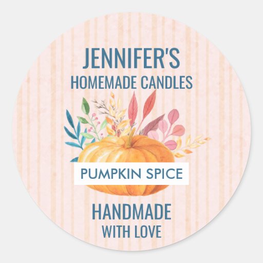 Image of Orange Watercolor Pumpkin Fall Season Classic Round Sticker