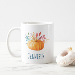Orange Watercolor Pumpkin Fall Season Coffee Mug
