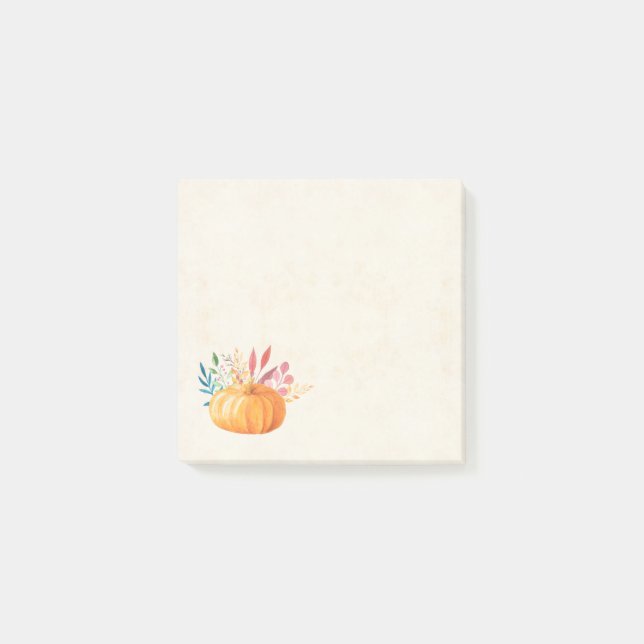 Orange Watercolor Pumpkin Fall Season Post-it Notes (Front)