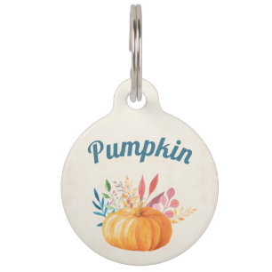 Orange Watercolor Pumpkin Pet Tag