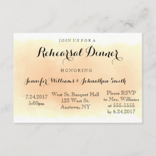 Orange watercolor rehearsal dinner invitations
