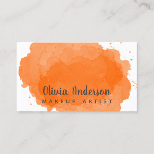 Orange watercolor Splash makeup typography    Business Card