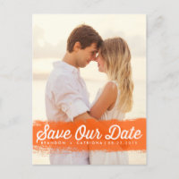 ORANGE WATERCOLOR SPLASH | SAVE THE DATE POSTCARD