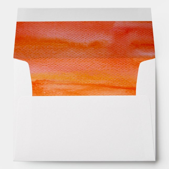 orange watercolor swash beach wedding envelope (Back (Bottom))